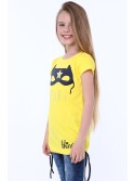 T-Shirt mit gelber Maskenapplikation NDZ5322 – Online-Shop – Boutique